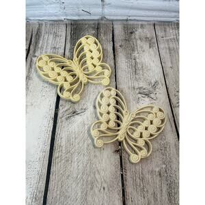 BURWOOD Vintage Set of 2 Ivory Wall Butterflies